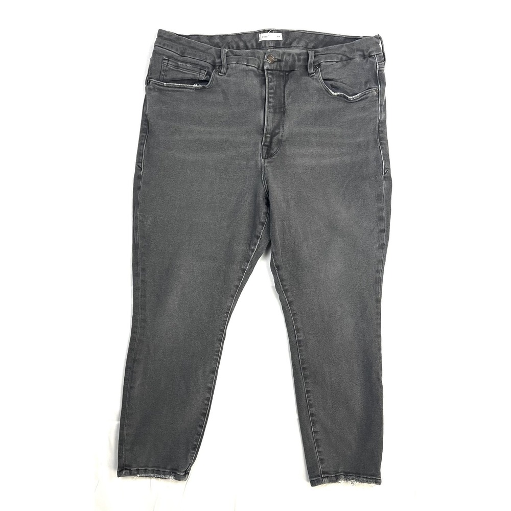 Good American Good Legs Womens 16 Gray Skinny Distressed Stretch Denim Crop Jean